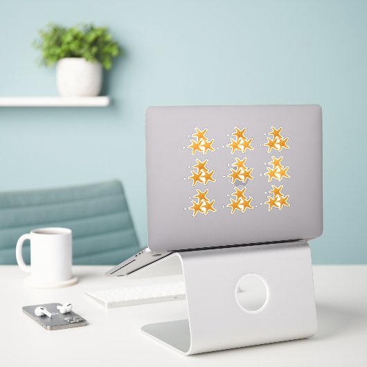 Orange Seesterne Ausschnitt-Aufkleber Aufkleber (Laptop auf Schreibtisch)