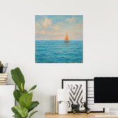 Orange Segelboot-Reise - Pastell-Malstil-Kunst Poster (Heimbüro)