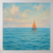 Orange Segelboot-Reise - Pastell-Malstil-Kunst Poster (Vorne)