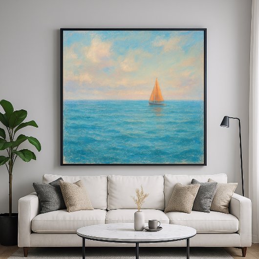 Orange Segelboot-Reise - Pastell-Malstil-Kunst Poster