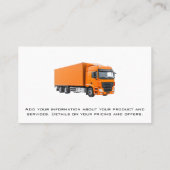Orange Semi Trucking Services Bau Visitenkarte (Rückseite)