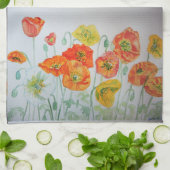 Orange Shabby Poppy Aquarell Handtuch (Gefaltet)