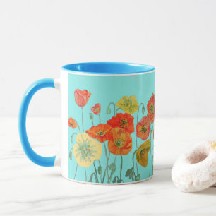 Orange Shabby Poppy Blume Mum Daughter Tasse Aqua