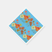 Orange Shabby Poppy Deco Serviette Napkins Blue (Ecke)