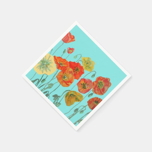 Orange Shabby Poppy Dekor Serviette Napkins Aqua. (Ecke)