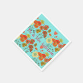 Orange Shabby Poppy Dekor Serviette Napkins Aqua. (Ecke)