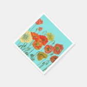 Orange Shabby Poppy Dekor Serviette Napkins Aqua. (Ecke)