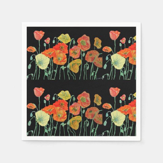 Orange Shabby Poppy Dekoration Serviette Napkins B (Vorderseite)