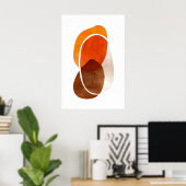 Orange Shapes Art Print Layered Rounded Forms Poster (Heimbüro)