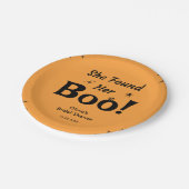 Orange She fand ihr Boo Halloween Brautparty Pappteller (Schrägansicht)