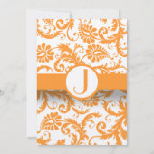 Orange Sherbert Damask Monogram Wedding Einladung (Rückseite)