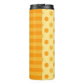 Orange Sherbet Polka Punkte und Streifen: Monogram Thermosbecher (Rückseite)