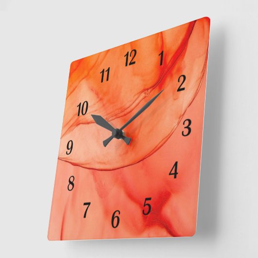 Orange Sherbet Quadratische Wanduhr (Winkel)