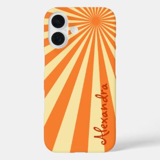 Orange Sherbet Sunburst "Add Your Name" iPhone 16 Hülle