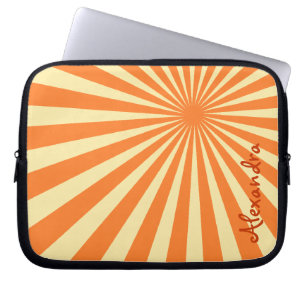Orange Sherbet Sunburst "Add Your Name" Laptopschutzhülle