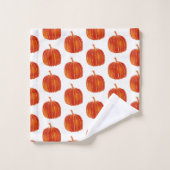 Orange Shiny Niedliche Fall Halloween Herbstpumpen Badhandtuch Set (Waschlappen)
