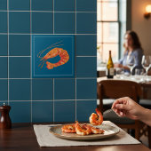 Orange Shrimp Seafood Illustration Tile Fliese