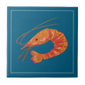 Orange Shrimp Seafood Illustration Tile Fliese (Vorderseite)