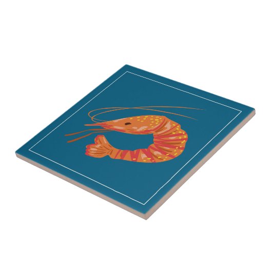 Orange Shrimp Seafood Illustration Tile Fliese (Seite)