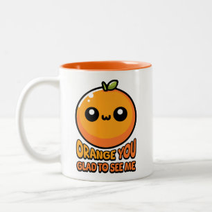 Orange Sie freuen sich, Sie zu sehen! Niedliche Or Zweifarbige Tasse