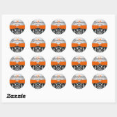 Orange, Silber, schwarzer Damast, Sticker (Blatt)