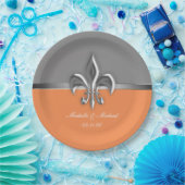 Orange silberne Lilie Pappteller (Party)