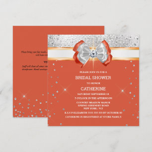 Orange silberner Glitter-Bogen elegant chic funkel Einladung