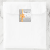 Orange Silk Bow Silber Sequenzen Vielen Dank Quadratischer Aufkleber (Tasche)
