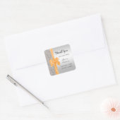 Orange Silk Bow Silber Sequenzen Vielen Dank Quadratischer Aufkleber (Umschlag)