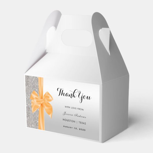 Orange Silk Bow Silver Sequins Geburtstag Geschenkschachtel (Vorderseite)