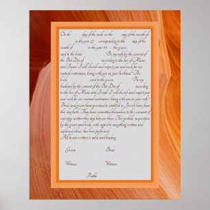 Orange Silk Ketubah Kanadischer Reformtext Poster