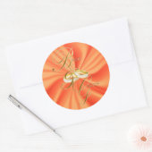 Orange Silky Satin and Gold Wedings Rings Runder Aufkleber (Umschlag)