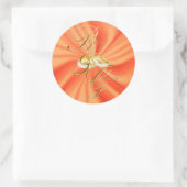 Orange Silky Satin and Gold Wedings Rings Runder Aufkleber (Tasche)