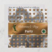 Orange Silver Foil Glitzer Khaki Moon Valentine Einladung (Vorne/Hinten)
