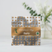Orange Silver Foil Glitzer Khaki Moon Valentine Einladung (Stehend Vorderseite)
