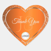 Orange Silver Logo Initialen Glitzer Niedlich Viel Herz-Aufkleber (Vorderseite)