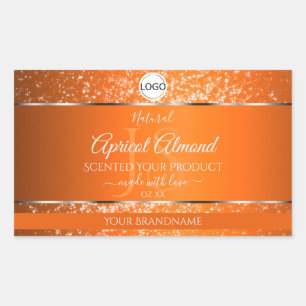 Orange Silver Logo Initials Glitzer Produktmarken Rechteckiger Aufkleber