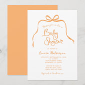 Orange Simple Bow Baby Shower Einladung (Vorne/Hinten)