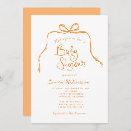 Orange Simple Bow Baby Shower Einladung
