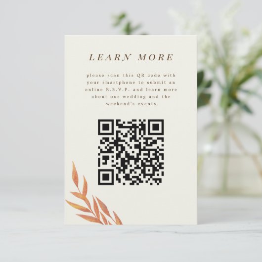 Orange Simple Branch Wedch Information Card Save The Date (Stehend Vorderseite)