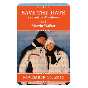 Orange Simple Chic Foto Save the Date Magnet