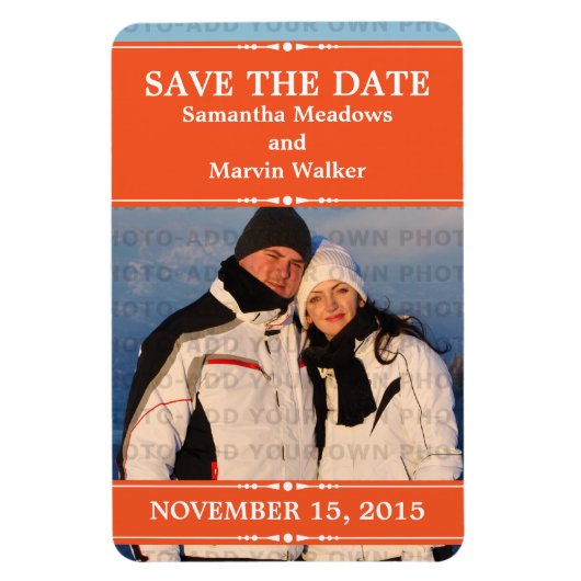 Orange Simple Chic Foto Save the Date Magnet (Vertikal)