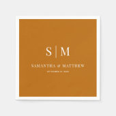 Orange Simple Couple Initials Hochzeit im Herbst Serviette (Vorderseite)