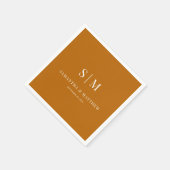 Orange Simple Couple Initials Hochzeit im Herbst Serviette (Ecke)