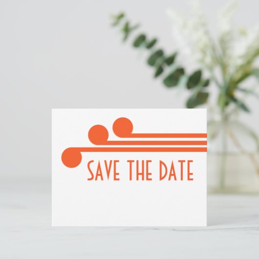 Orange Simple Deko Chic Save the Date Postkarte (Stehend Vorderseite)