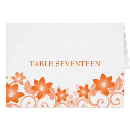 Orange Simple Floral Tischnummer Card (Vorderseite (Horizontal))