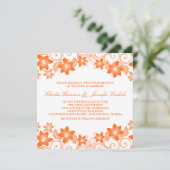Orange Simple Floral Wedite Einladung (Stehend Vorderseite)
