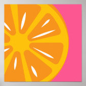 Orange Simple Hot Pink Modern Frucht Art Print Poster (Vorne)