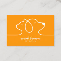 Orange Simple Line Logo Cat Dog Pet