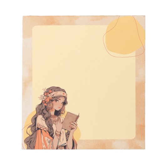 Orange Simple Niedlich Anime Boho Notepad Notizblock (Vorderseite)